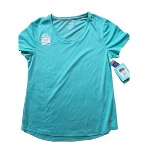 Reel Legends Top Womens Large Blue NWT UPF 30 Short Sleeve Solid Fishing Outdoor